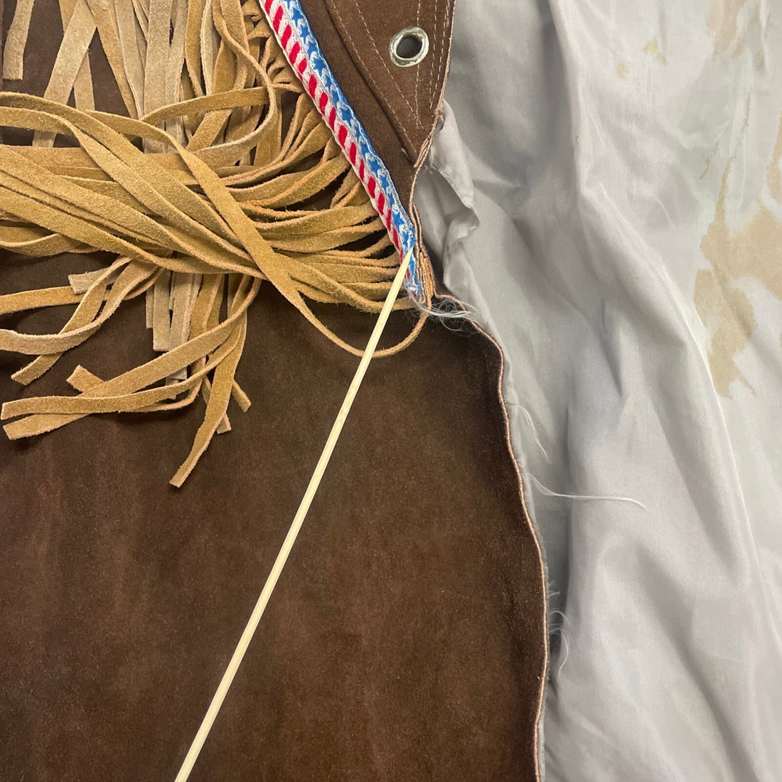 Vintage Cowboy Western Leather Suede Jacket Size Large Brown Fringe
