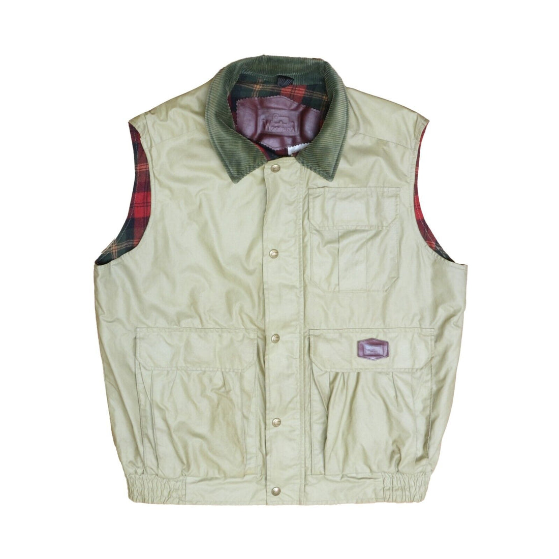 Vintage Woolrich Waxed Vest Jacket Size Medium Plaid Lined