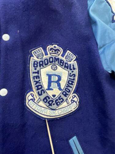 Vintage Texas Royals Broomball Wool Varsity Jacket Size Large 1965 60s