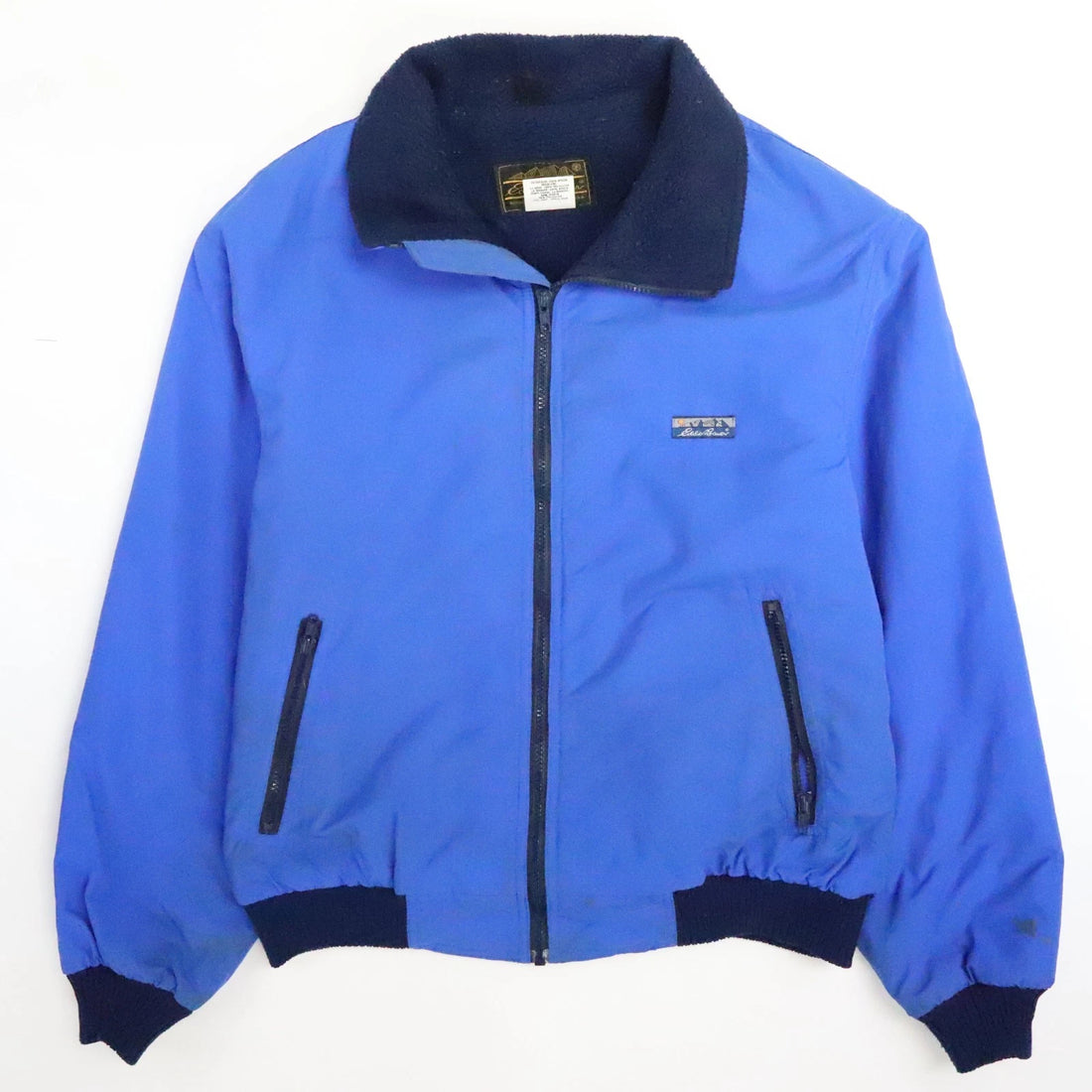 Vintage Eddie Bauer Bomber Jacket Size Large Blue Fleece Lined