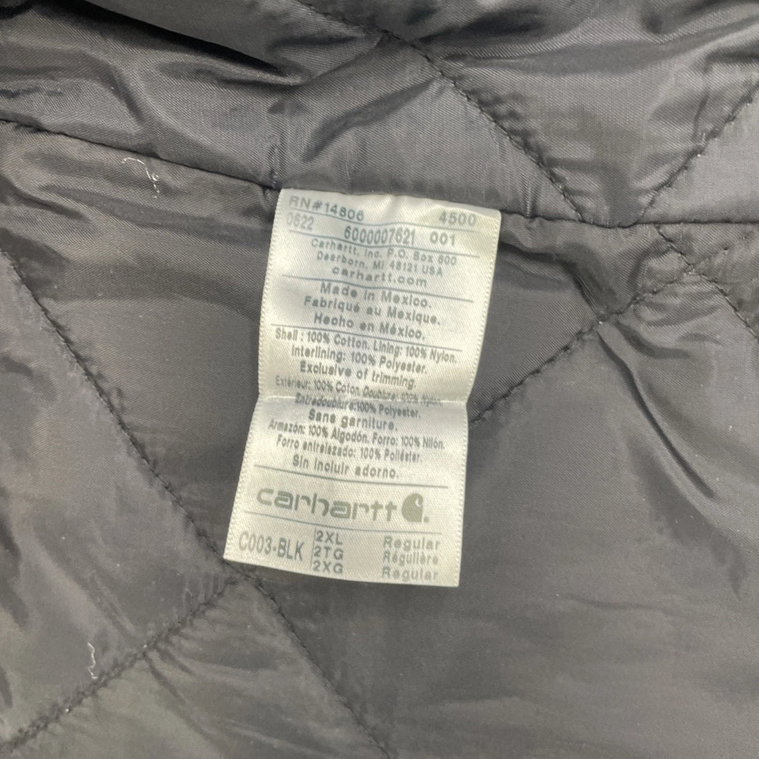 Carhartt Work Coat Jacket Size 2XL Black Loose Fit