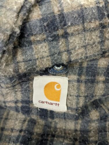 Vintage Carhartt Denim Bomber Work Jacket Size XL Blue Blanket Lined