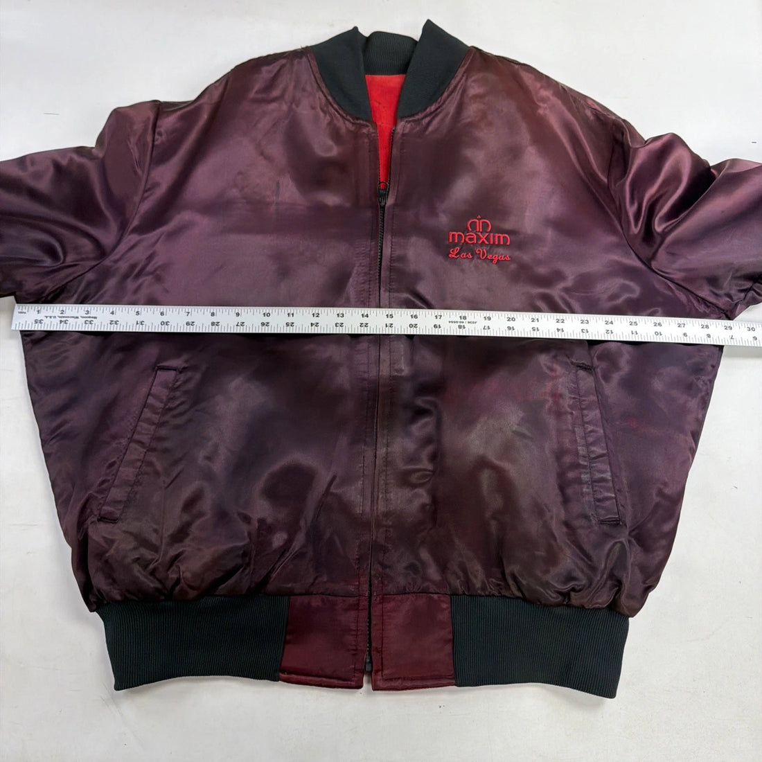 Vintage Maxim Las Vegas Satin Bomber Jacket Size 2XL Reversible