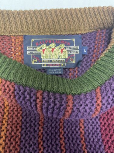 Vintage Chaps Polo Ralph Lauren Knit Sweater Size Large Multicolor