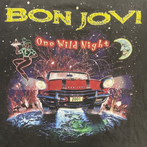 Vintage Bon Jovi One Wild Night T-Shirt Size Large Band Tee 2001