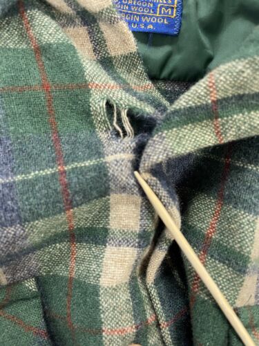 Vintage Pendleton Board Wool Button Up Shirt Size Medium Green Tartan Plaid