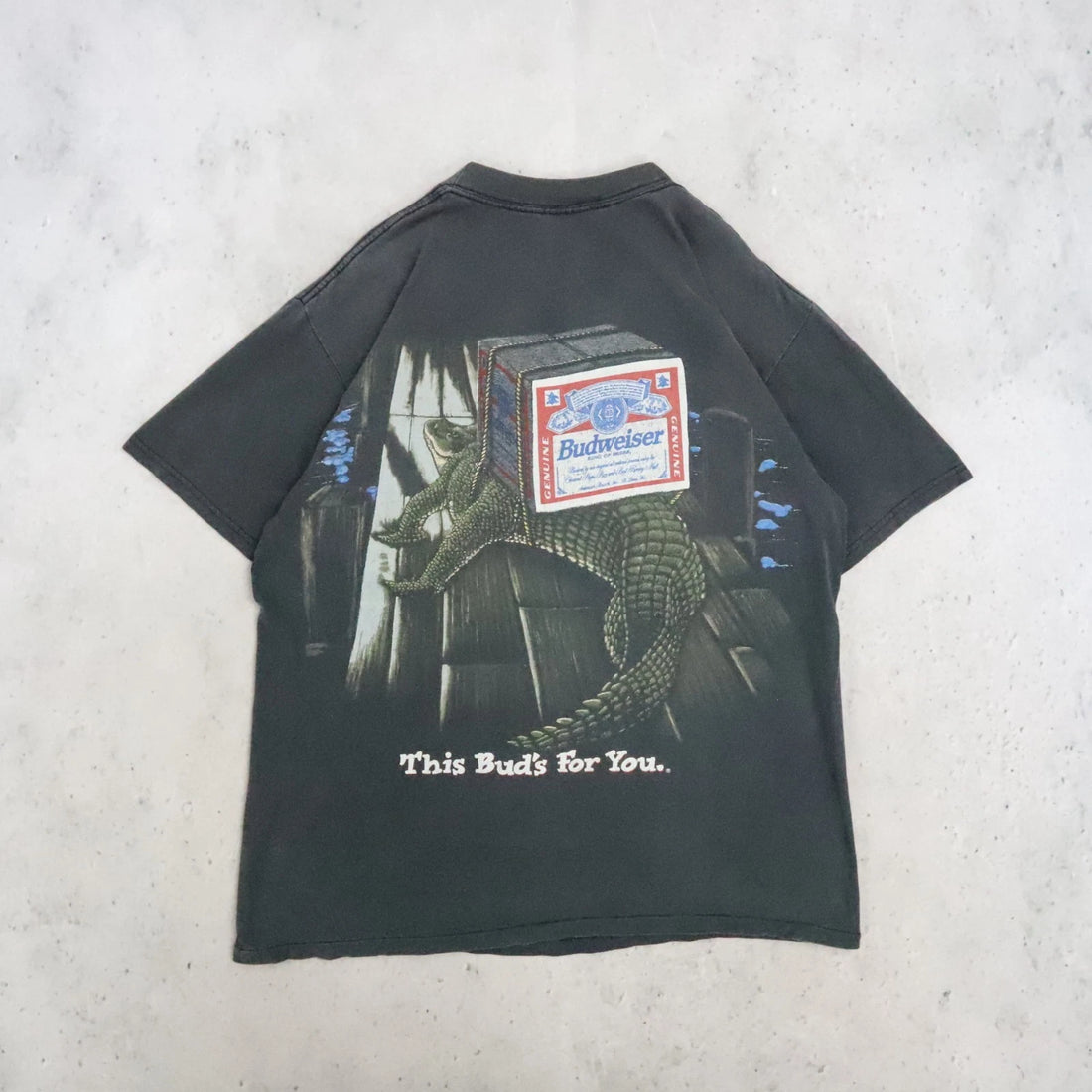Vintage Budweiser Frog Crocodile Alligator This Bud's For You T-Shirt Large 90s