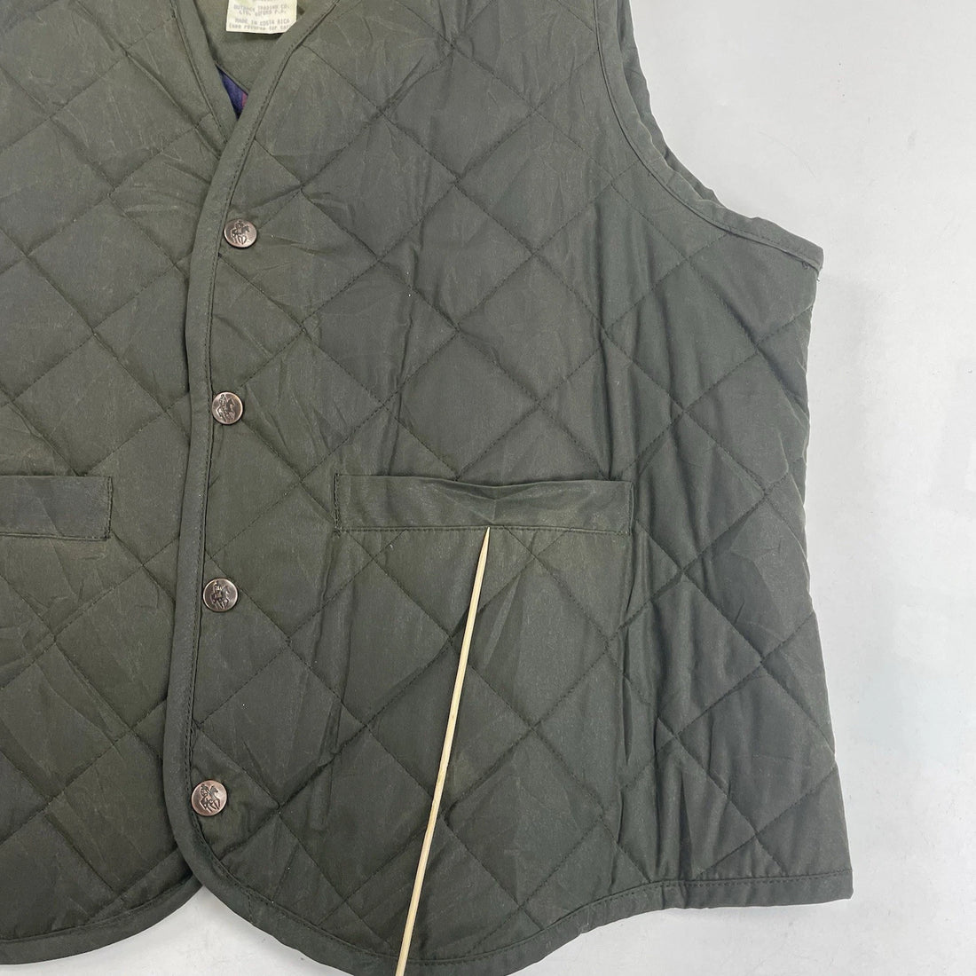 Outback Quilted Waxed Vest Jacket Size Medium Green