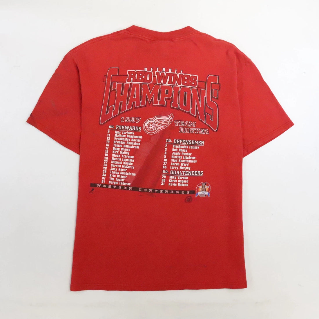 Vintage Detroit Red Wings Stanley Cup Champs T-Shirt Size Large 1997 90s NHL