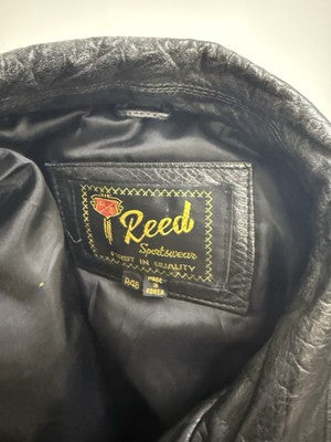 Vintage Reed Leather Bomber Jacket Size 48 Black