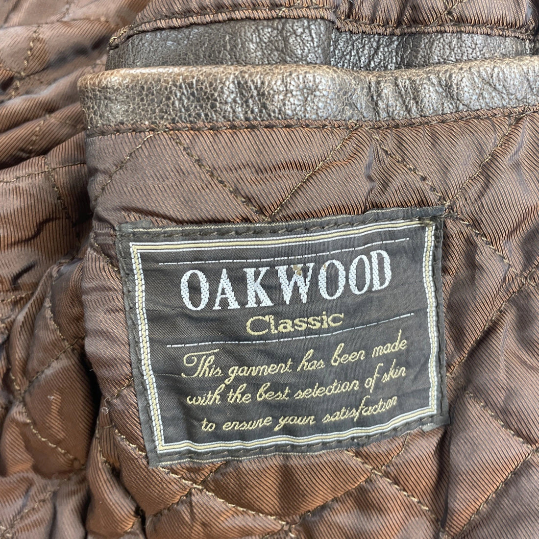 Oakwood Classic Leather Coat Jacket Size Large Brown
