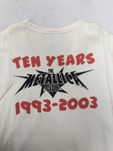 Vintage Metallica Club Em All T-Shirt Size XL White Band Tee 2003