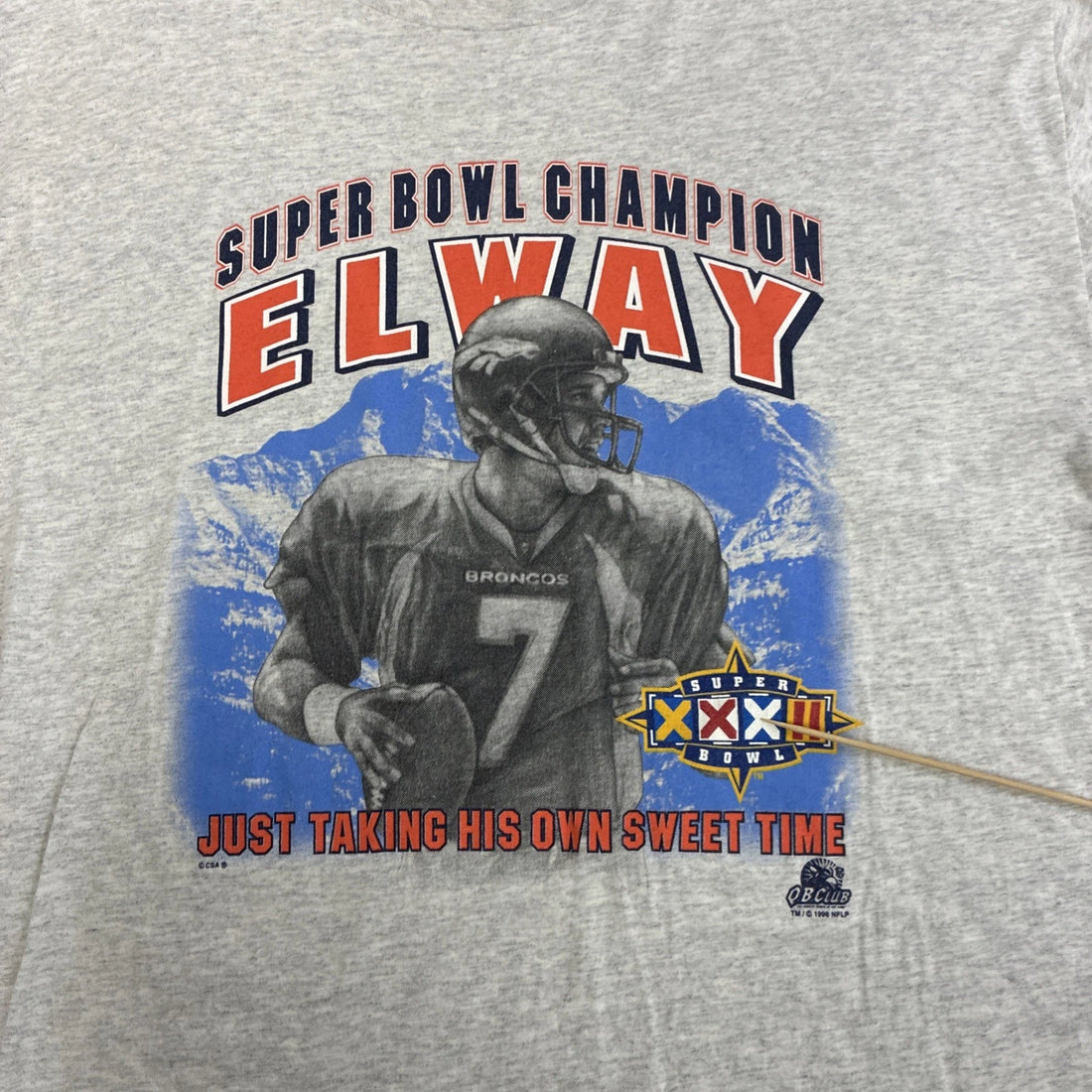 Vintage John Elway Denver Broncos Super Bowl XXXII Champion T-Shirt Size XL NFL