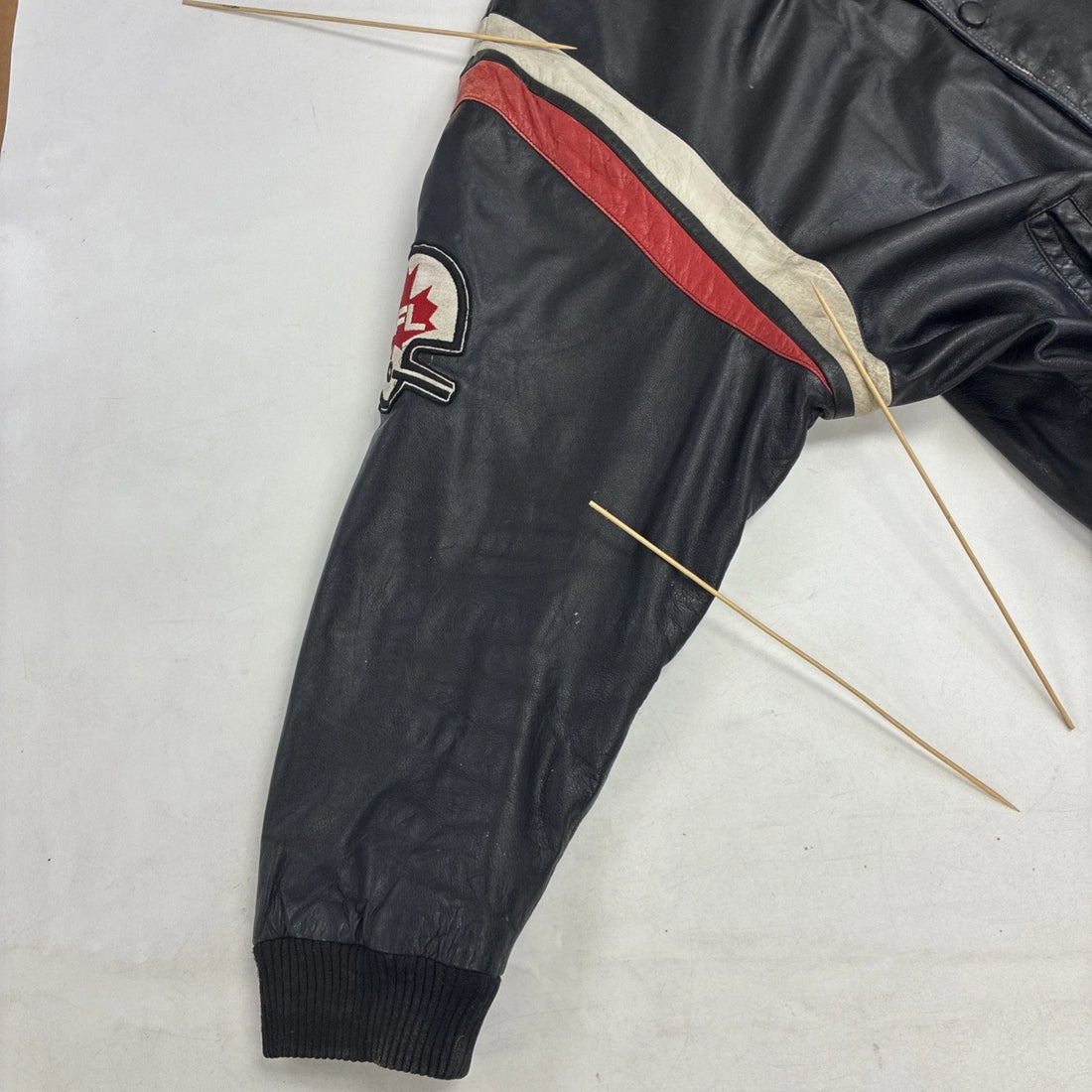 Vintage Calgary Stampeders Puma Leather Varsity Jacket Size XL CFL