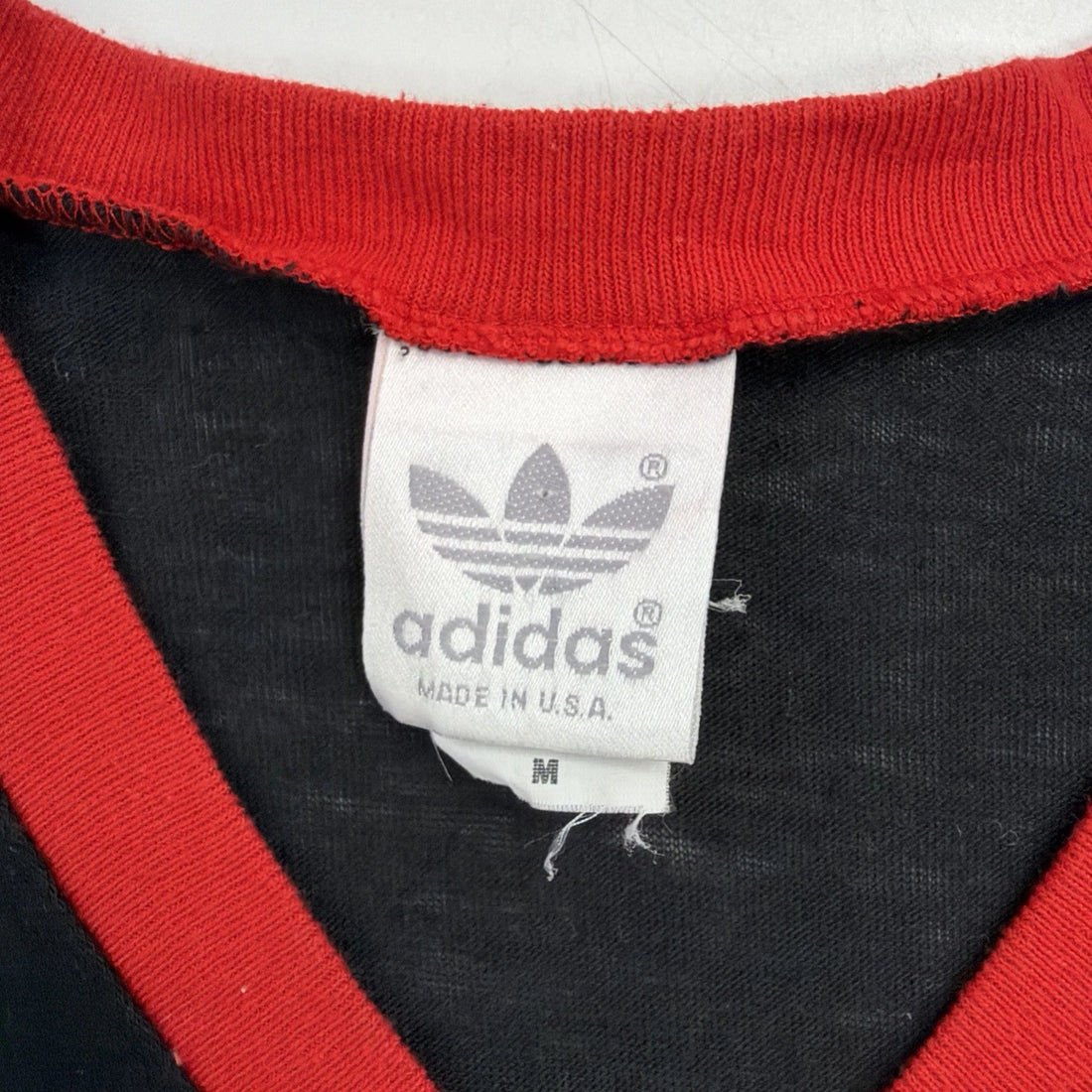 Vintage Adidas Trefoil V-Neck T-Shirt Size Medium