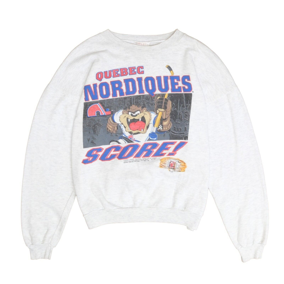 Vintage Quebec Nordiques Taz Looney Tunes Sweatshirt Size Medium 1993 90s NHL