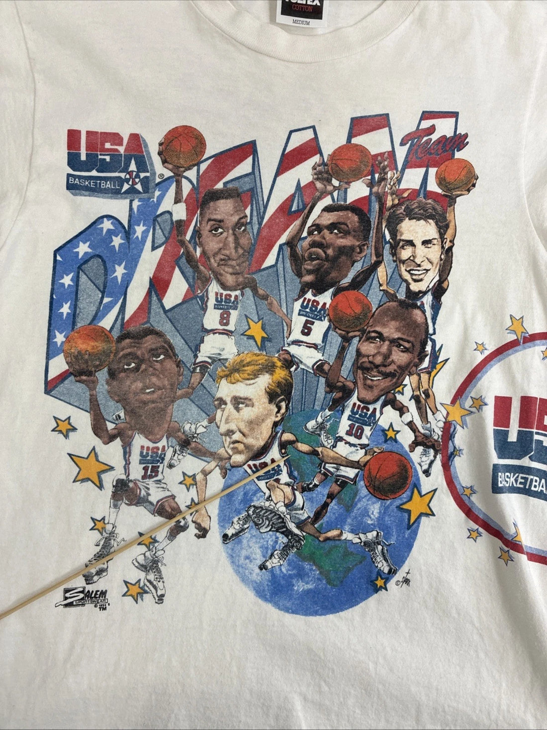 Dream Team USA Basketball Caricature Salem T-Shirt Size Medium Olympics