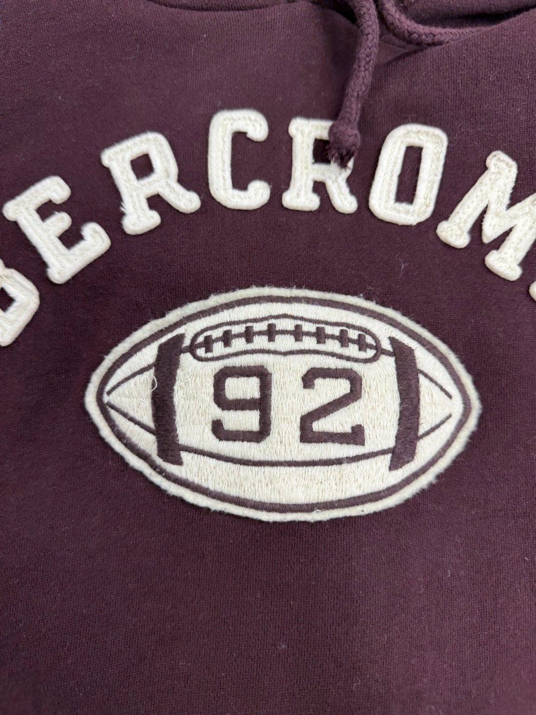 Vintage Abercrombie & Fitch Football Muscle Sweatshirt Hoodie Size 2XL Burgundy