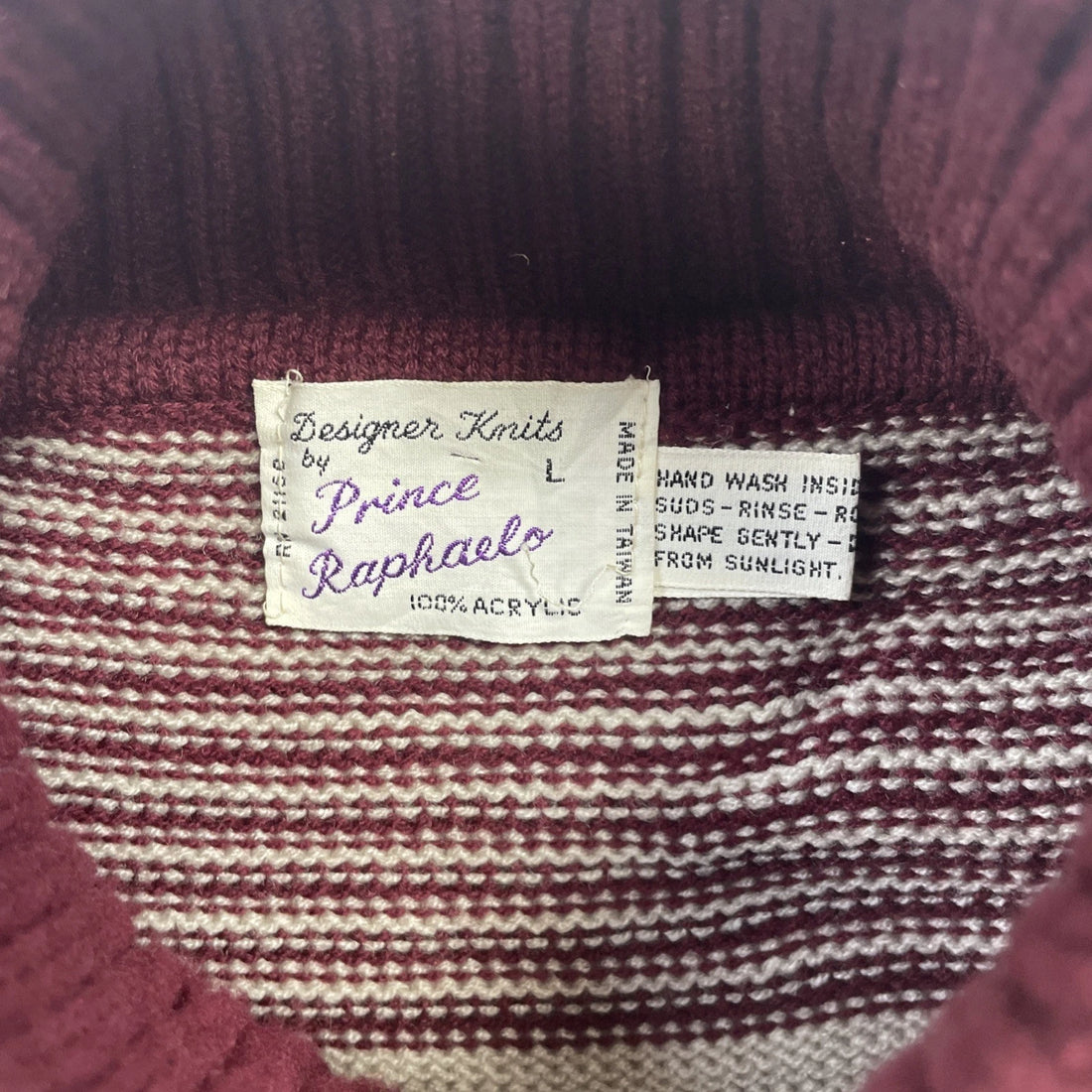 Vintage Prince Raphaelo Turtle Neck Knit Sweater Size Large Aztec Western