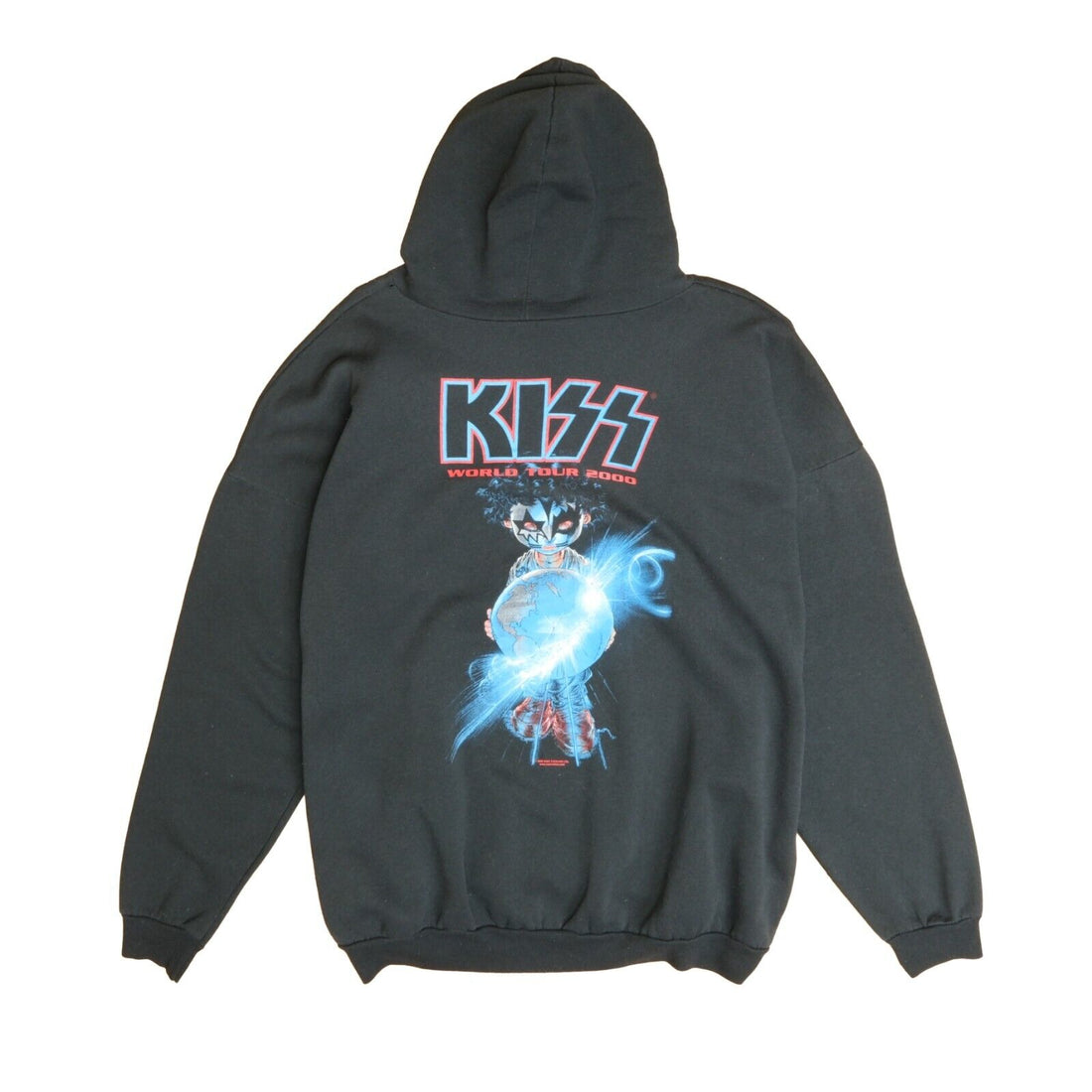 Vintage Kiss World Tour Sweatshirt Hoodie Size XL Black Band 2000