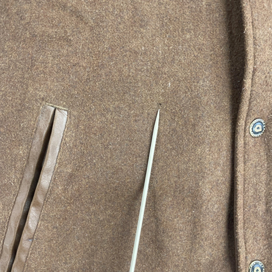 Vintage Akademiks Wool Faux Leather Varsity Jacket Size Large Brown Y2K