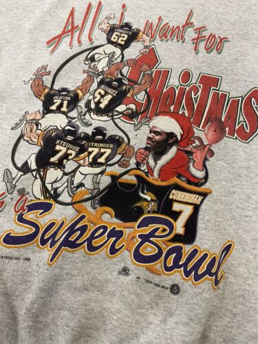 Vintage Minnesota Vikings Christmas Super Bowl Sweatshirt Crew XL 1998 90s NFL