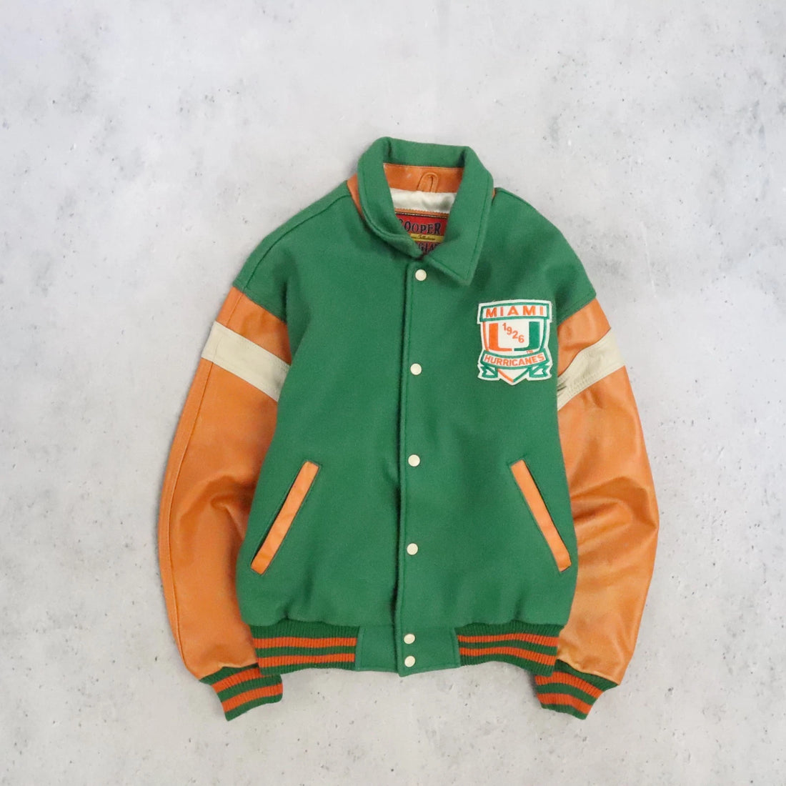 Vintage Miami Hurricanes Leather Wool Varsity Jacket Size Medium NCAA