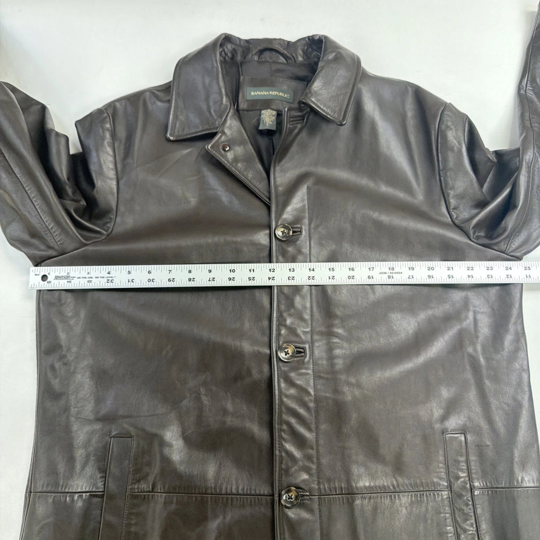 Vintage Banana Republic Leather Trench Coat Jacket Size Large Brown