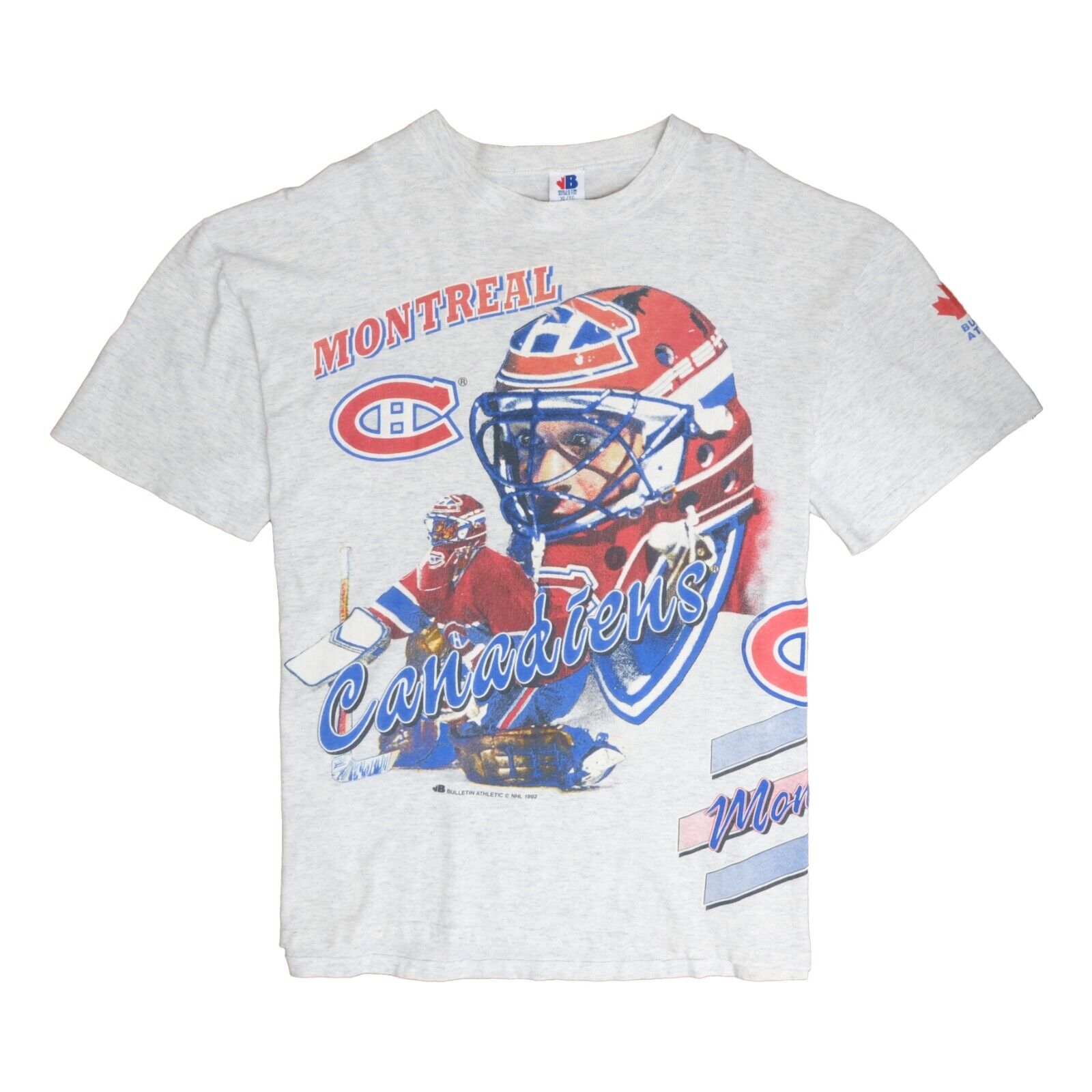 Vintage Montreal Canadiens Goalie Bulletin T-Shirt Size XL AOP 1992 90s NHL