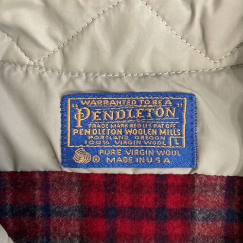 Vintage Pendleton Wool Lodge Button Up Shirt Size Large Red Plaid