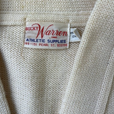 Vintage Bucky Warren Football Varsity Letterman Wool Cardigan Sweater Medium
