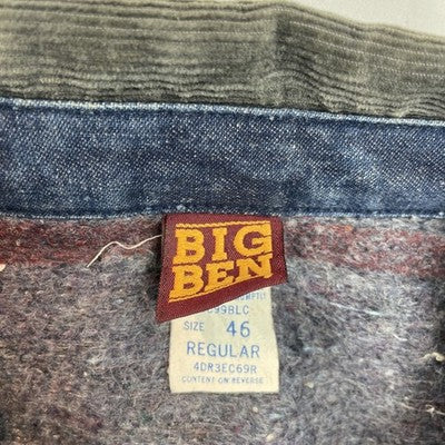 Vintage Big Ben Denim Chore Coat Work Jacket Size 46 Blanket Lined