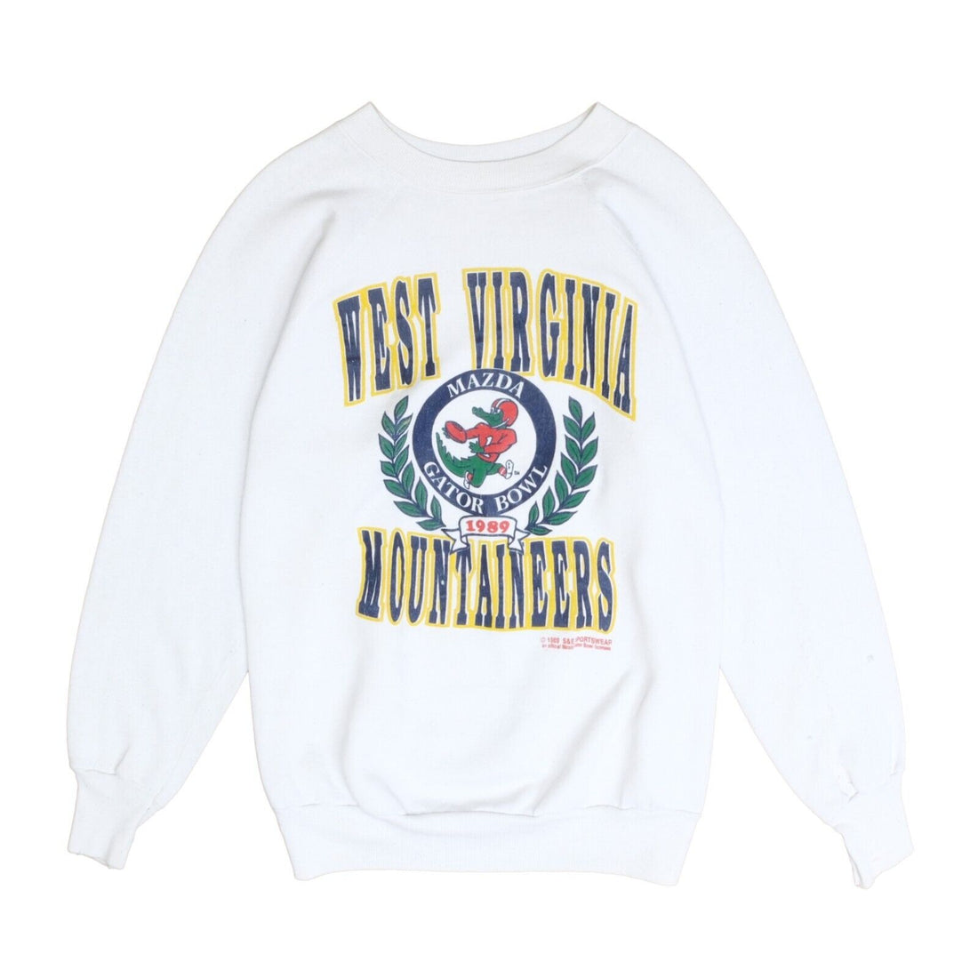 Vintage West Virginia Mountaineers Gator Bowl Sweatshirt Large 1989 80s NCAA