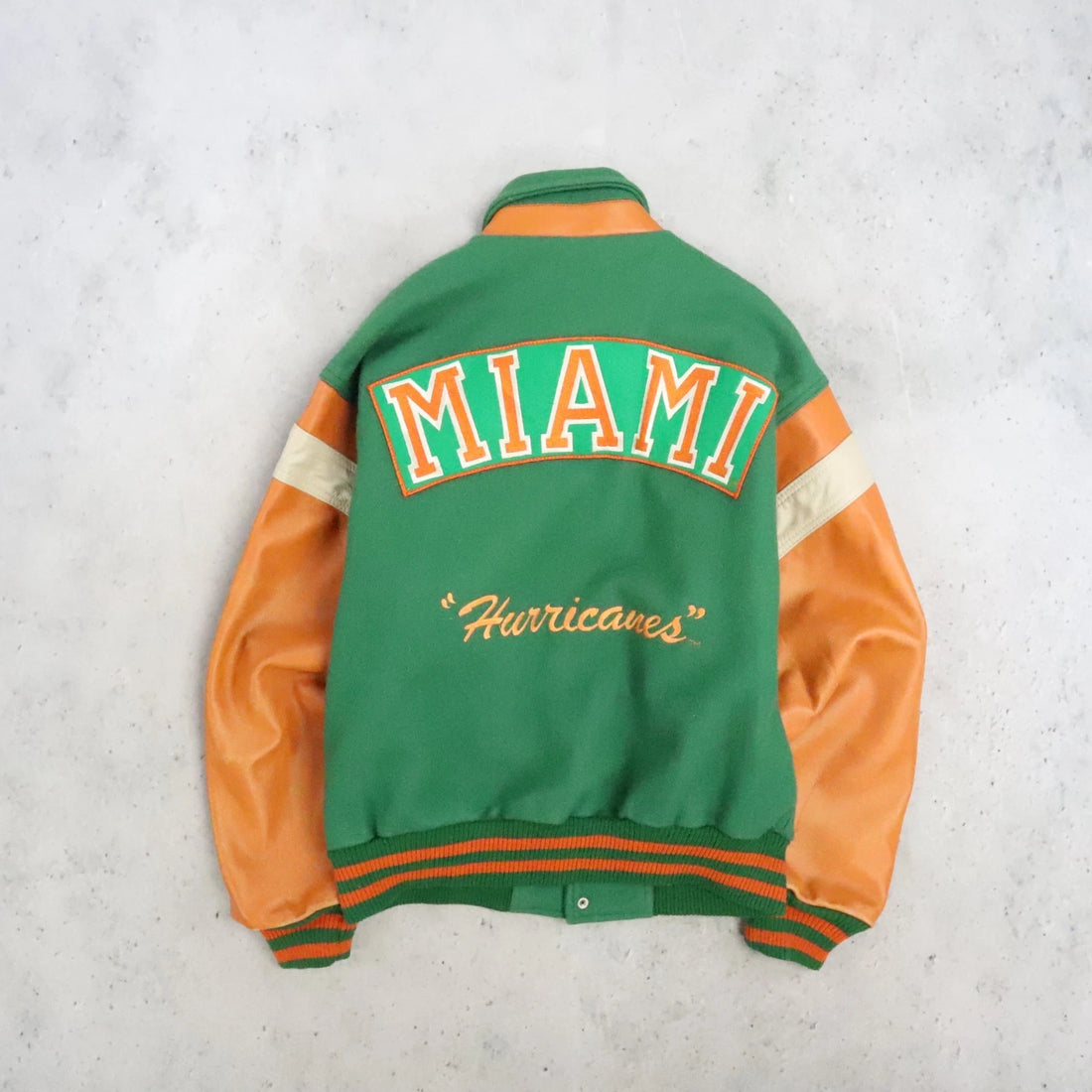 Vintage Miami Hurricanes Leather Wool Varsity Jacket Size Medium NCAA