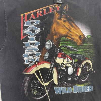 Vintage Harley Davidson Motorcycles Wild Breed Horse T-Shirt Medium 1994 90s