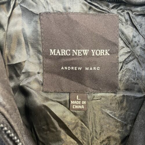 Vintage Andrew Marc Leather Bomber Jacket Size Large Brown