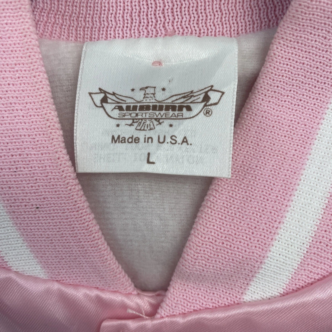 Vintage Dezerland Hot Rod Satin Bomber Jacket Size Large Pink