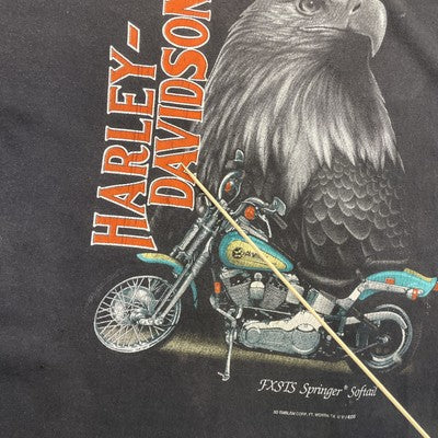 Vintage Harley Davidson Motorcycles 3D Emblem Eagle T-Shirt 2XL 1991 90s