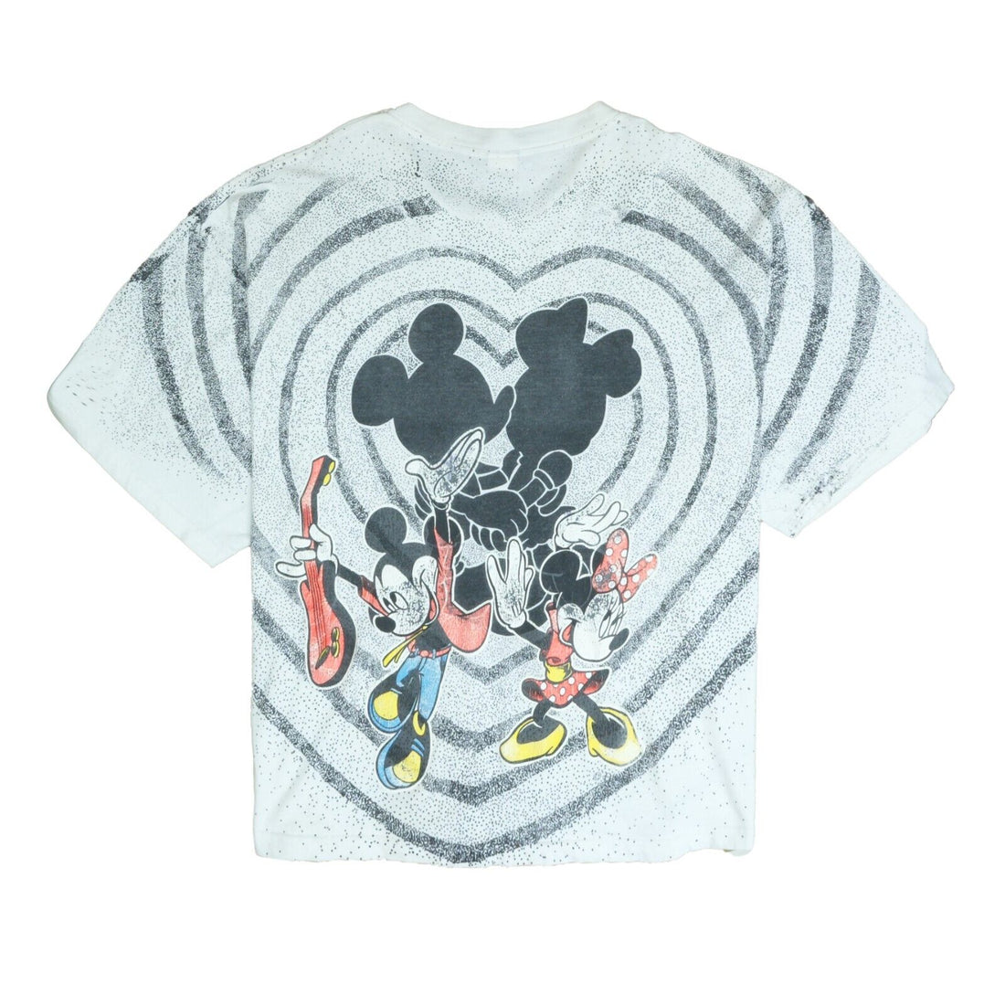 Vintage Mickey Minnie Mouse Silhouette Disney T-Shirt 3XL All Over Print 90s