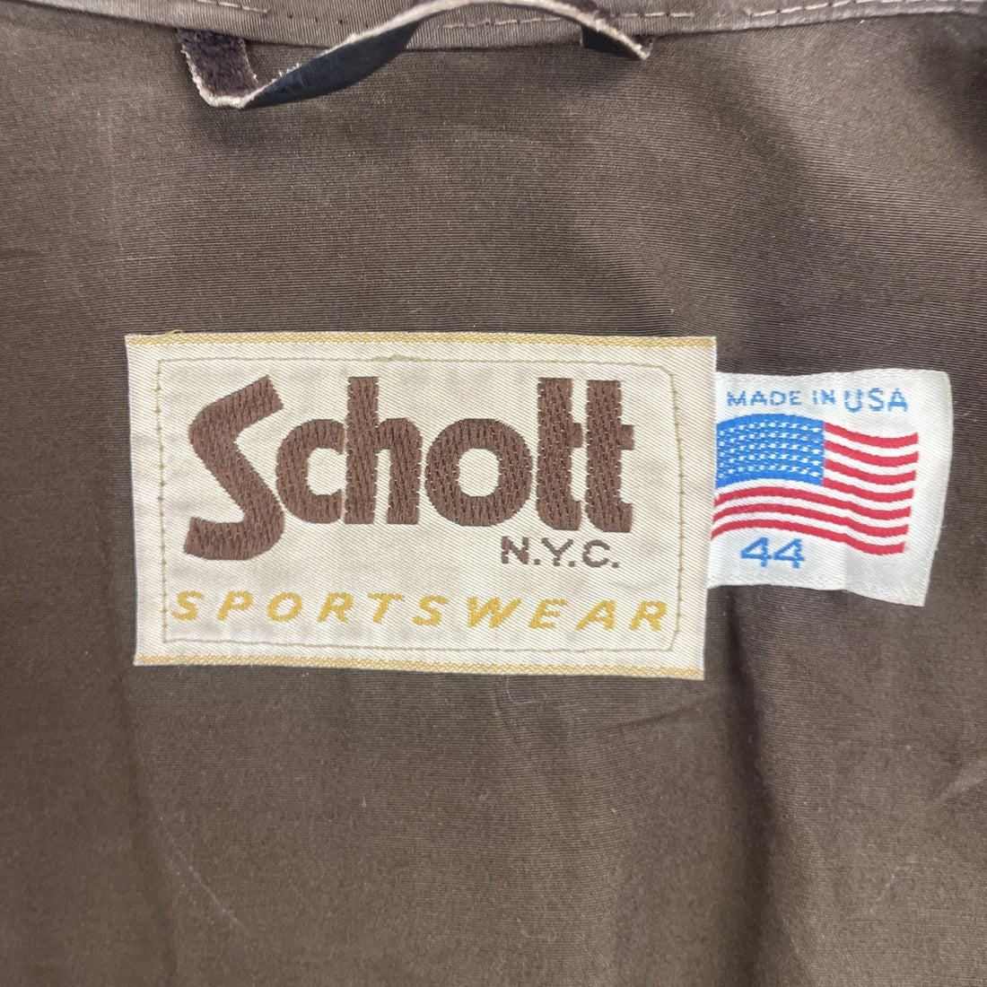 Vintage Schott NYC Leather Bomber Jacket Size 44 Brown