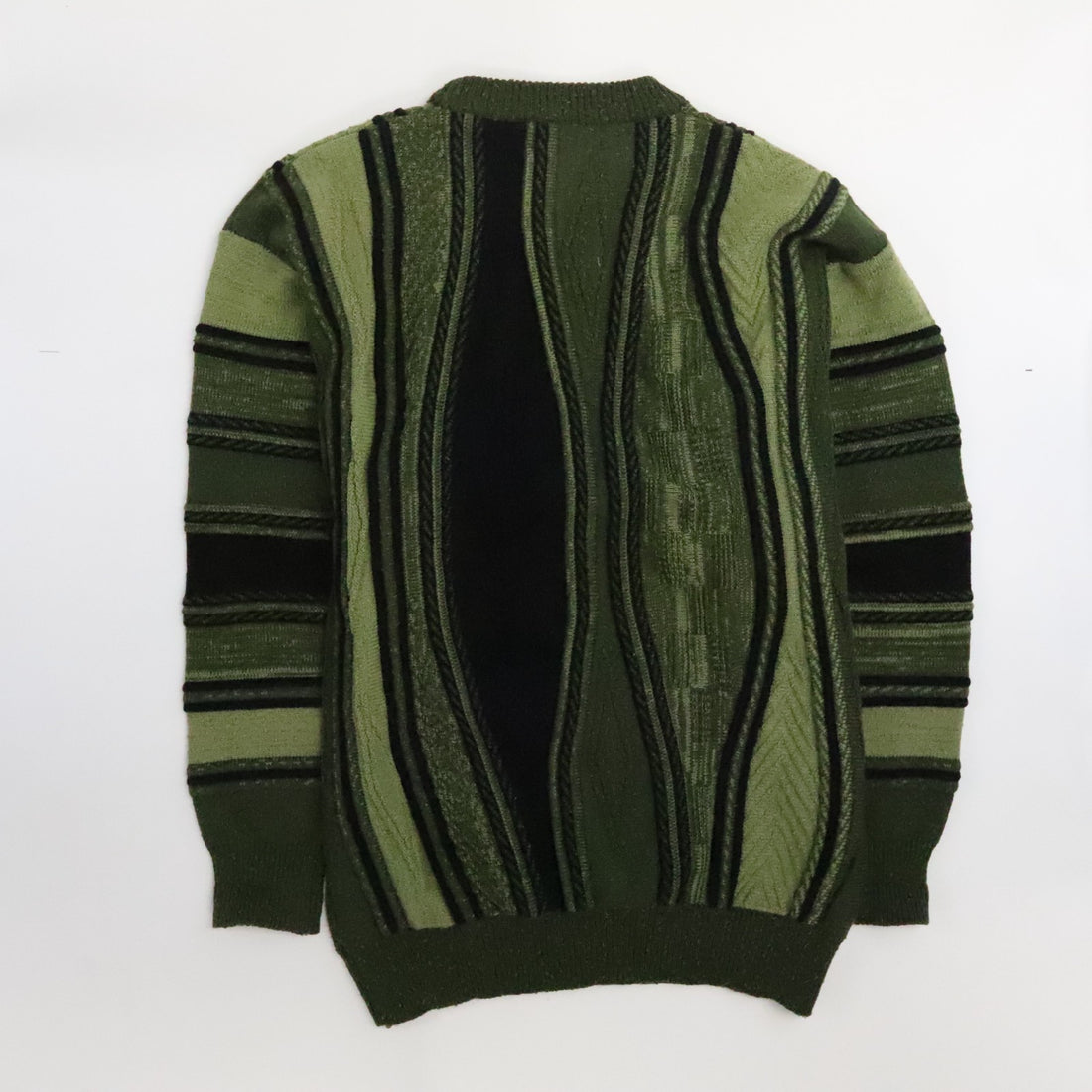 Vintage Alan Stuart 3D Knit Crewneck Sweater Size XL Green Coogi Style