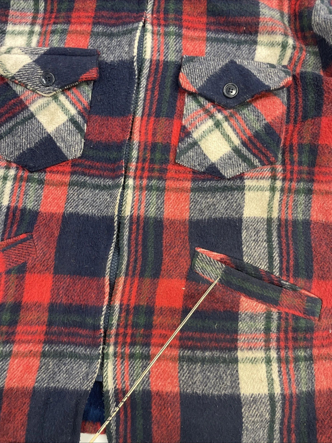 Vintage Sears Wearmaster Wool Coat Jacket Size 46 Plaid