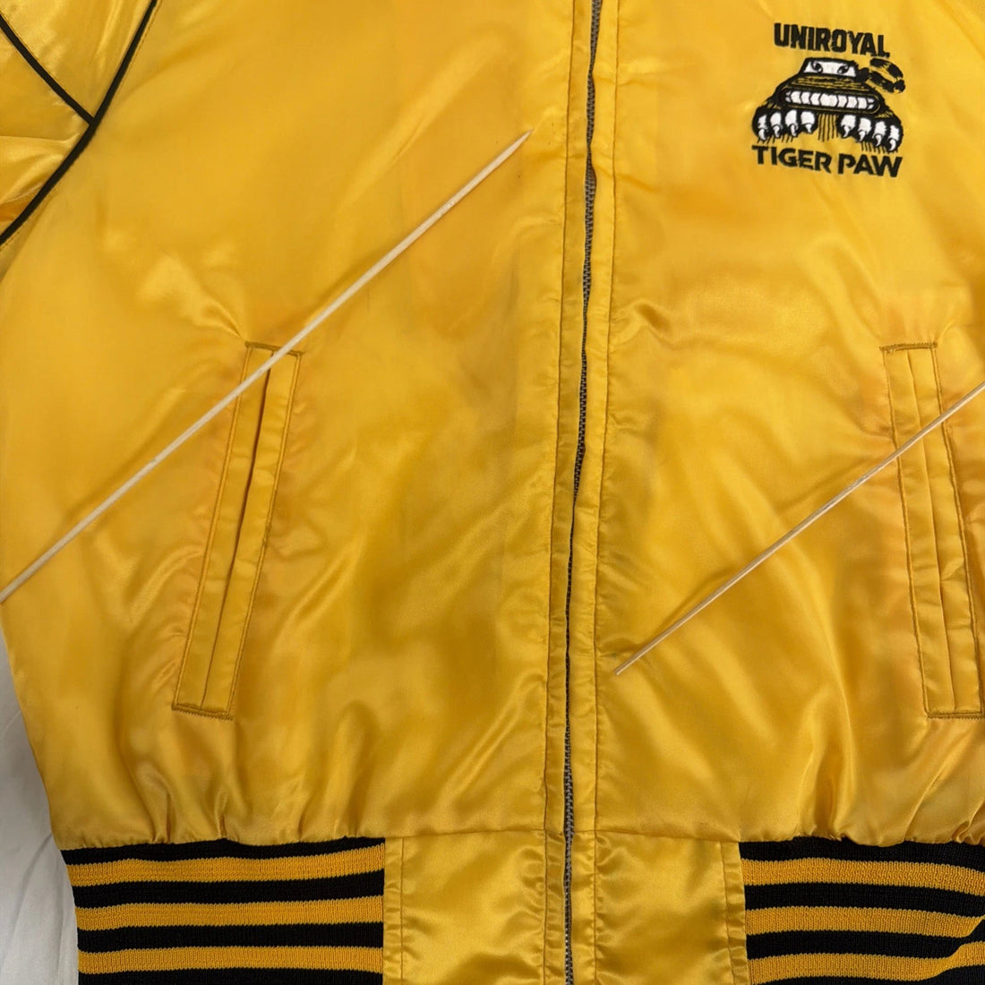 Vintage Uniroyal Tiger Paw Satin Bomber Jacket Size Small
