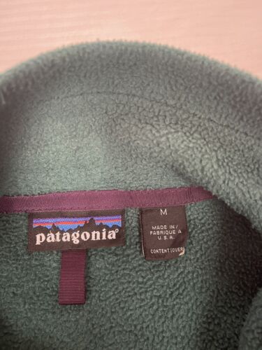 Vintage Patagonia Fleece Jacket Size Medium Green Full Zip 90s