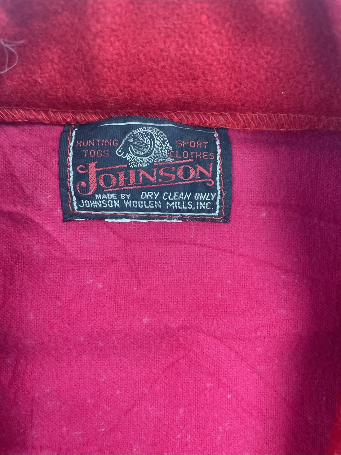 Vintage Johnson Woolen MIlls Wool Jacket Size Large Red