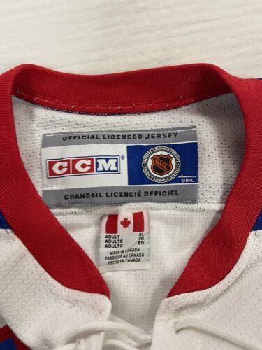 Vintage New York Rangers CCM Hockey Jersey Size XL White Lace Up NHL