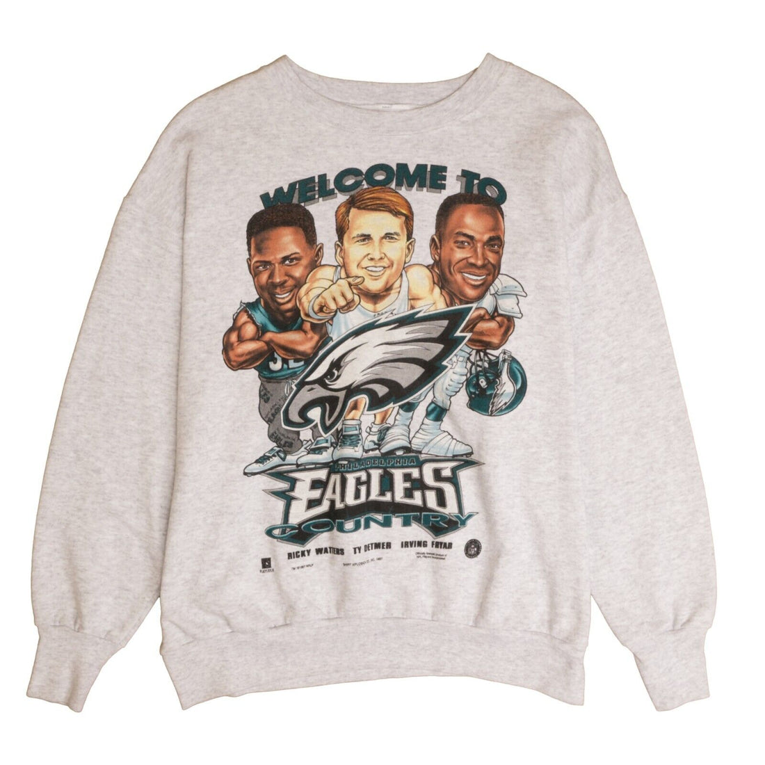 Vintage Philadelphia Eagles Caricature Sweatshirt Crewneck Large 1997 90s NFL