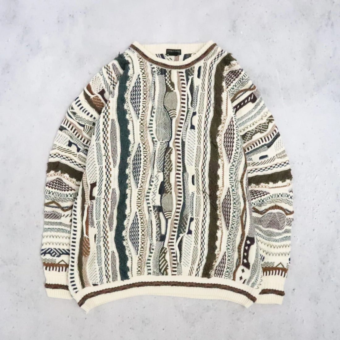 Vintage Cellinni 3D Knit Crewneck Sweater Size XL