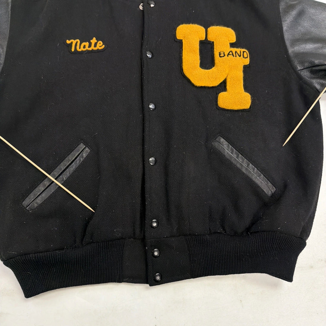 Vintage UI Band Wool Varsity Letterman Jacket Size XL Black
