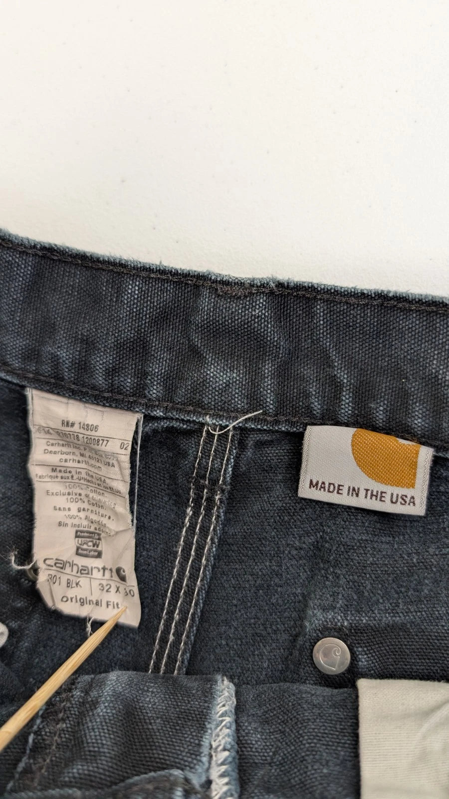 Carhartt Canvas Carpenter Double Knee Work Pants 32 X 30 Distressed B01 BLK